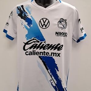 White and Blue Graphic Puebla Soccer Jersey